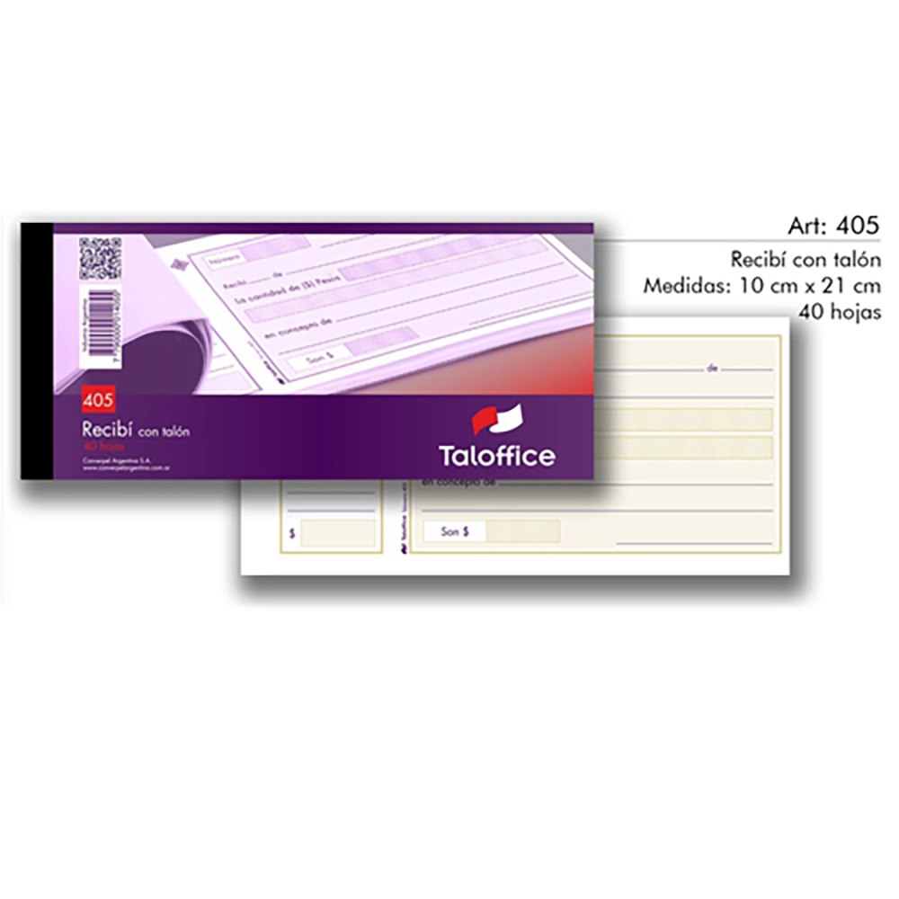 TALONARIO TALOFFICE RECIBO CON TALON