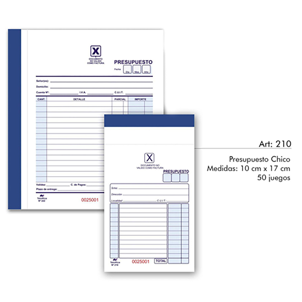 TALONARIO TALOFFICE  DUPLICADO CHICO