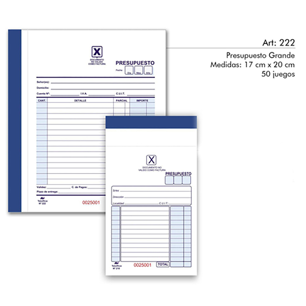 TALONARIO TALOFFICE  DUPLICADO GRANDE