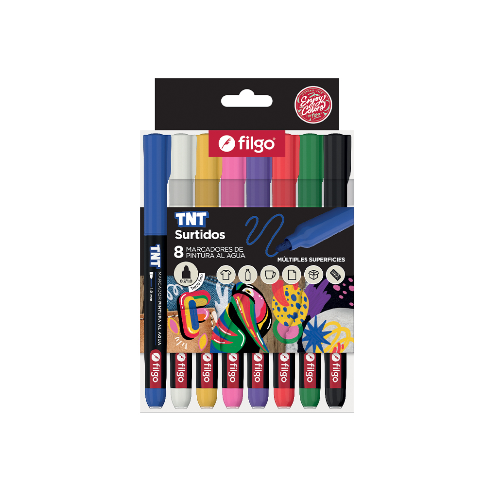 MARCADOR FILGO TNT PINTURA AL AGUA X8 SURTIDOS