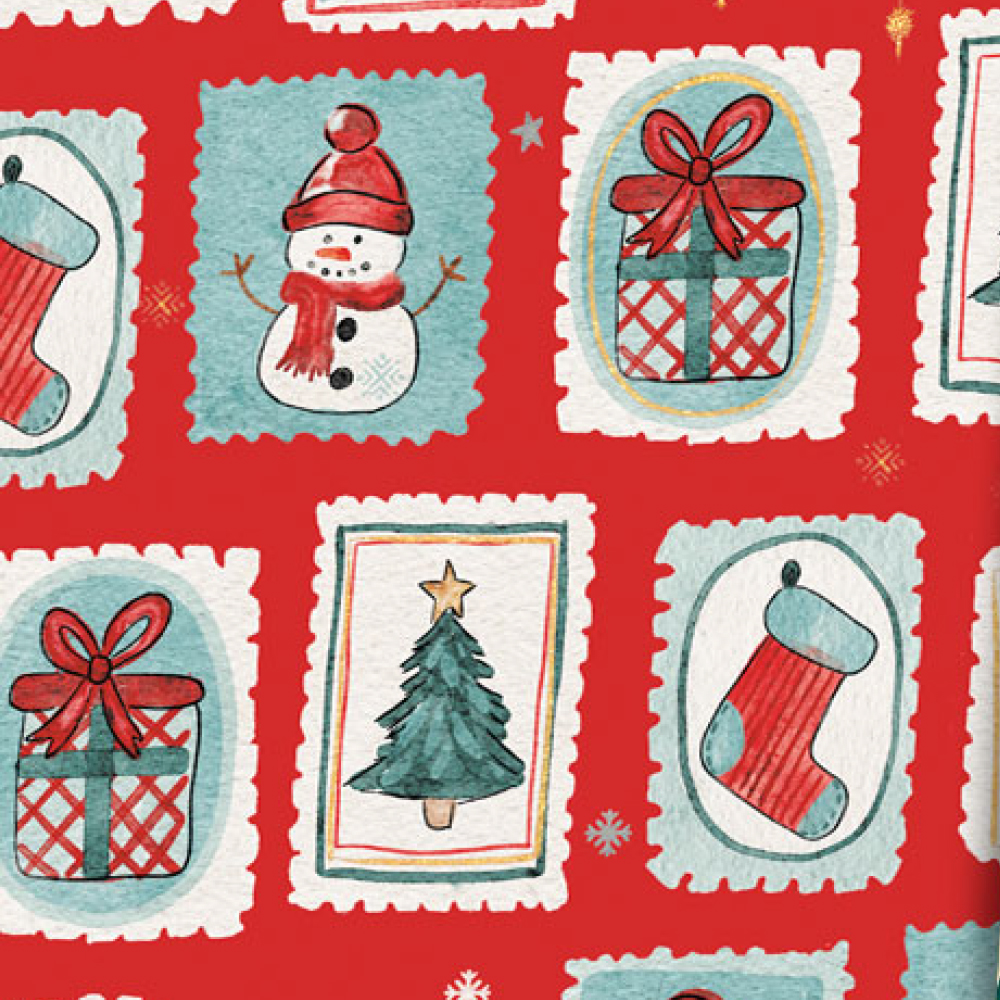 PAPEL PARA REGALO MAG 70X100 X 10 NAVIDAD ESTAMPILLAS NAVIDEÑAS
