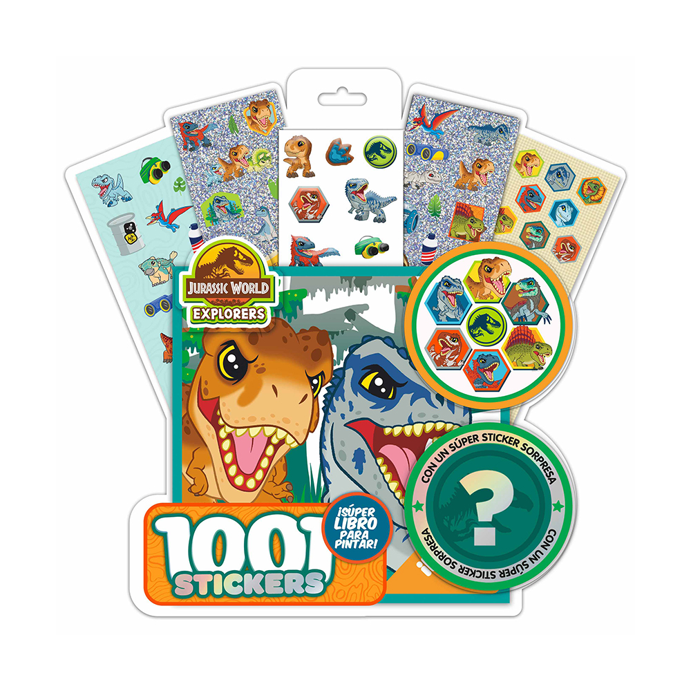SET VERTICE PARA PINTAR 1001 CON STICKERS JURASSIC WORLD
