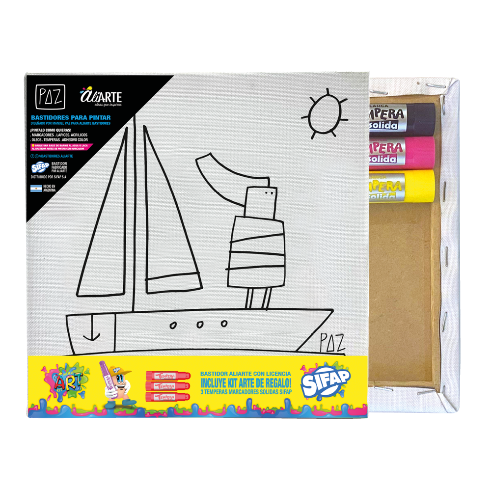 BASTIDOR SIFAP ILUSTRADO 20X20CM CON TEMPERAS SOLIDAS PAZ8