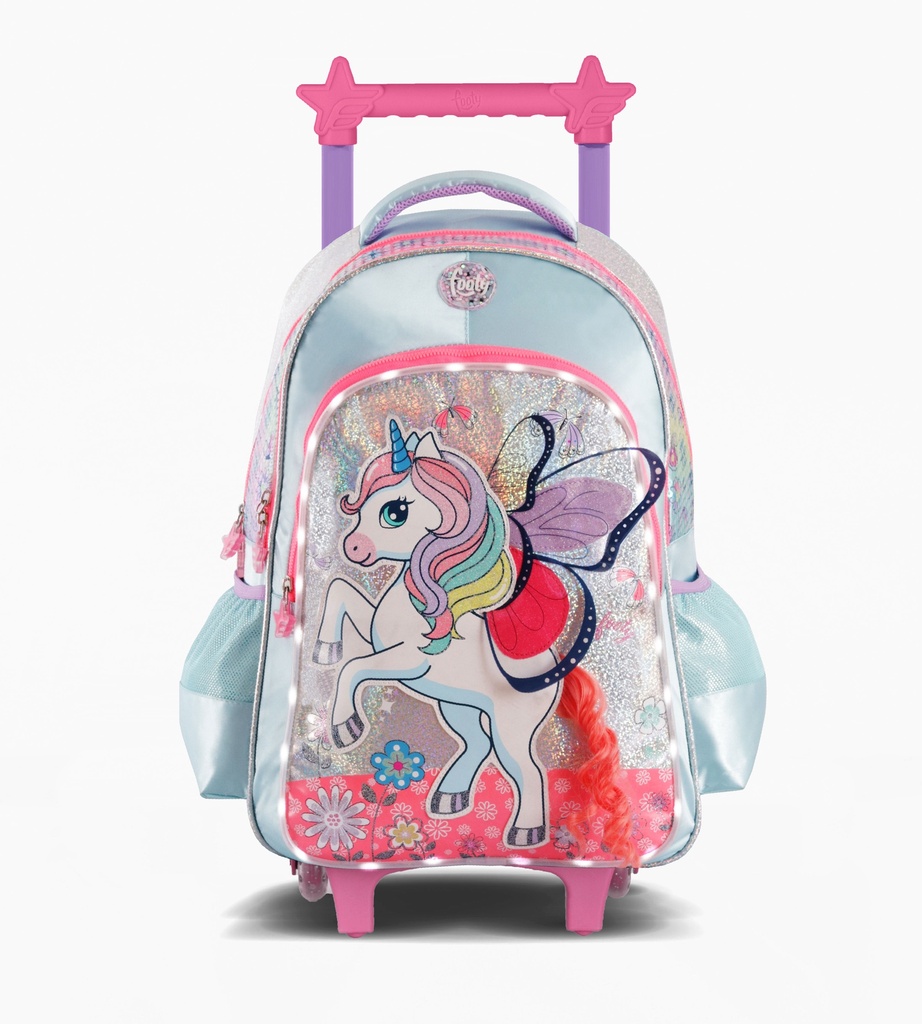 MOCHILA FOOTY CON CARRO 18'' UNICORN WINGS CON LUZ