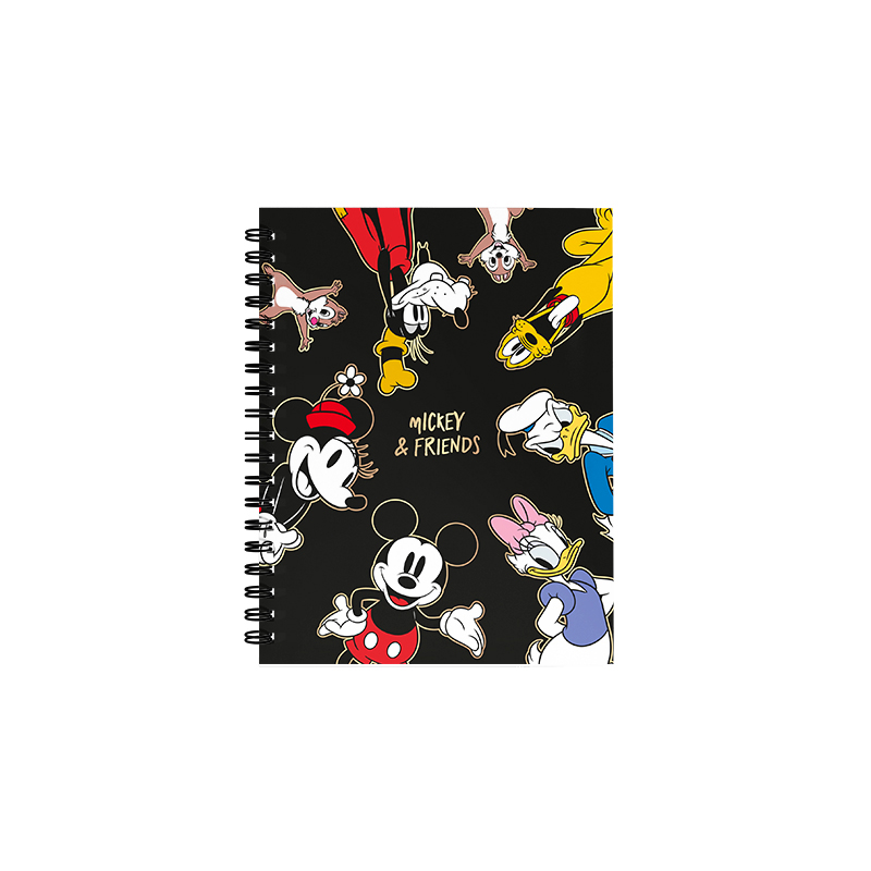 CUADERNO MOOVING TAPA DURA CON ESPIRAL 16X21 80 HOJAS RAYADAS MICKEY Y FRIENDS