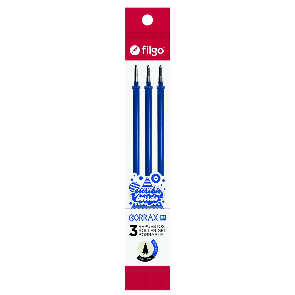 REPUESTO FILGO BORRAX SE TRAZO FINO 0.7mm X3 AZUL
