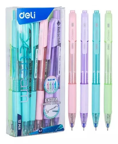 BOLIGRAFO DELI XTREAM RETRACTIL PASTEL 0.7MM X12 AZUL