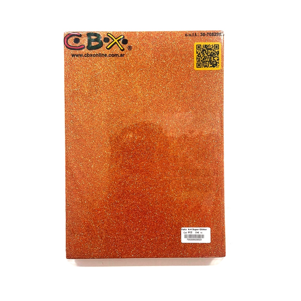 GOMA EVA CBX GLITTER A4 AUTOADHESIVA X10 NARANJA M-22