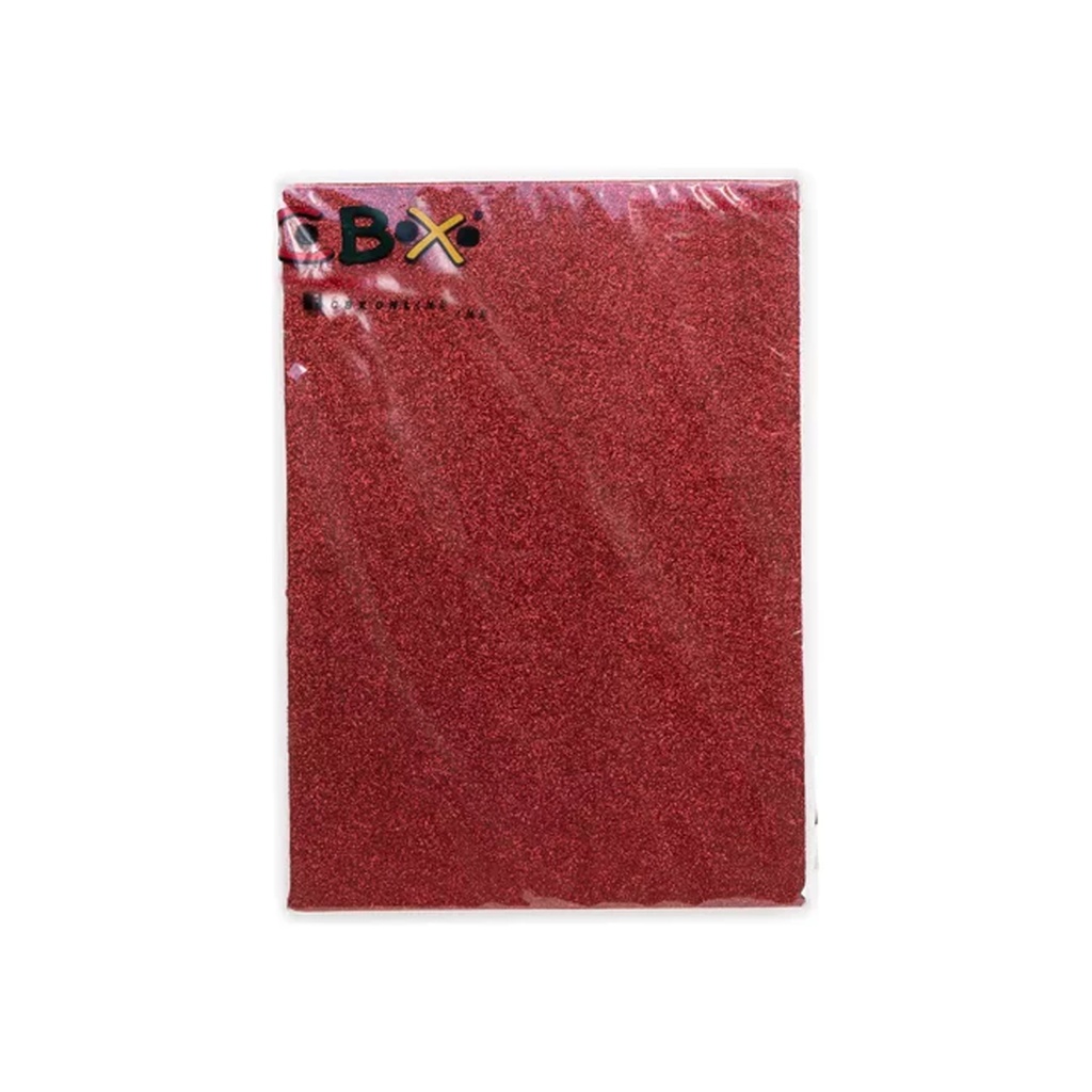 GOMA EVA CBX GLITTER AUTOADHESIVA A4 X10 ROJO