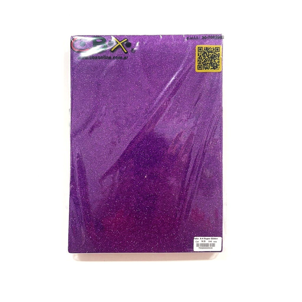 GOMA EVA CBX GLITTER A4 AUTOADHESIVA X10 VIOLETA M-39