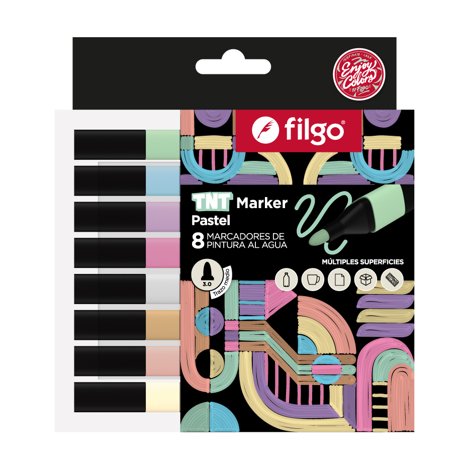 MARCADOR FILGO TNT PINTURA AL AGUA X8 PASTEL