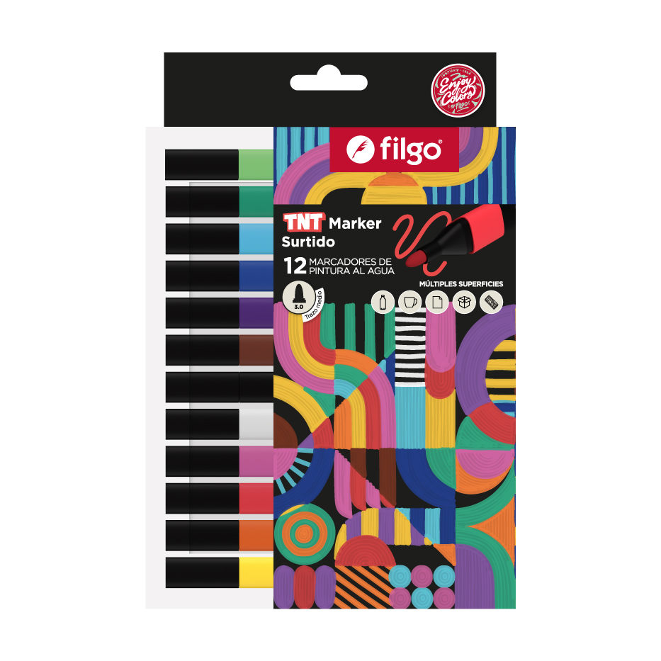 MARCADOR FILGO TNT PINTURA AL AGUA X12 SURTIDO