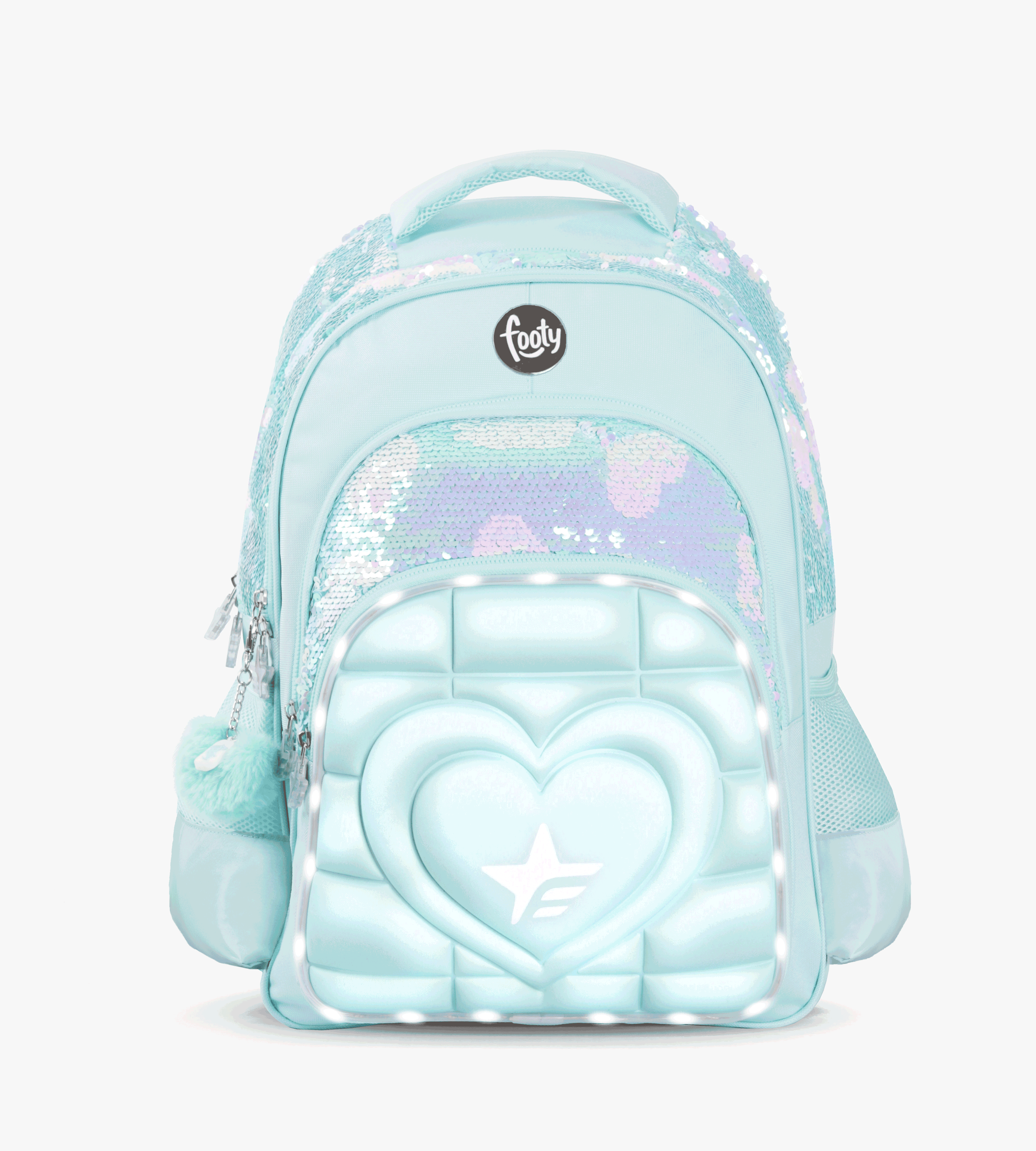 MOCHILA FOOTY ESPALDA 18" CON LUZ LED SUPER HEARTH