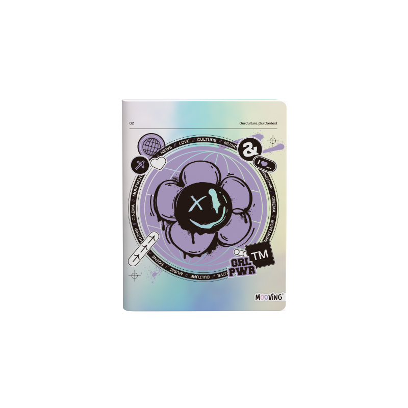 CUADERNO MOOVING 16X21 TAPA FLEXIBLE COSIDO 48 HOJAS GRL PWR