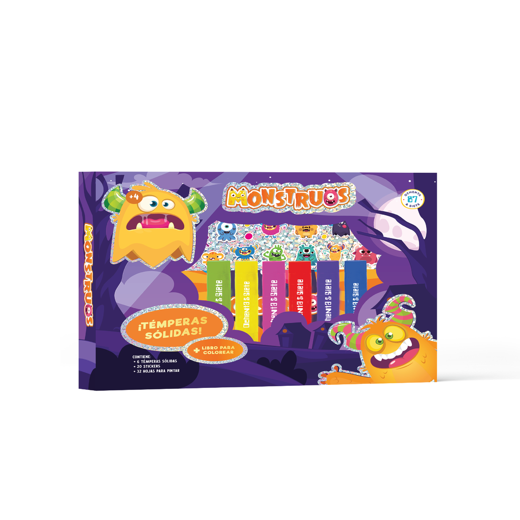 SET 87 TEMPERAS SOLIDAS MONSTRUOS
