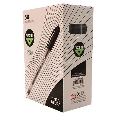 BOLIGRAFO PIZZINI SPAZIO GRIP ANTIDESLIZANTE NEGRO X50