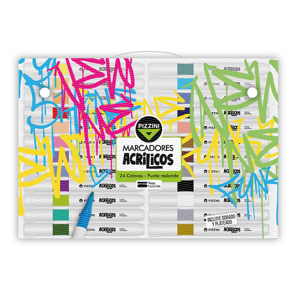 MARCADOR PIZZINI ACRILICO PUNTA REDONDA  X24