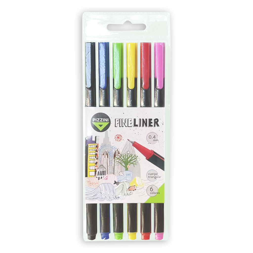 MICROFIBRA PIZZINI LINER 0.4 X6 COLORES SURTIDOS