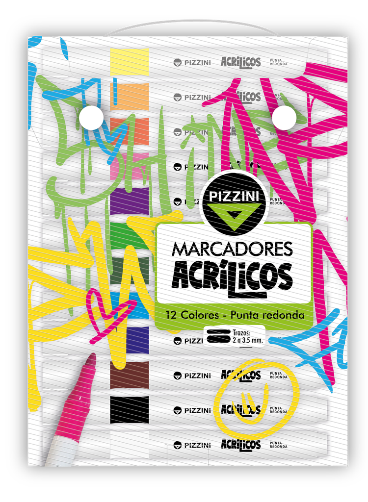 MARCADOR PIZZINI ACRILICO PUNTA REDONDA X12