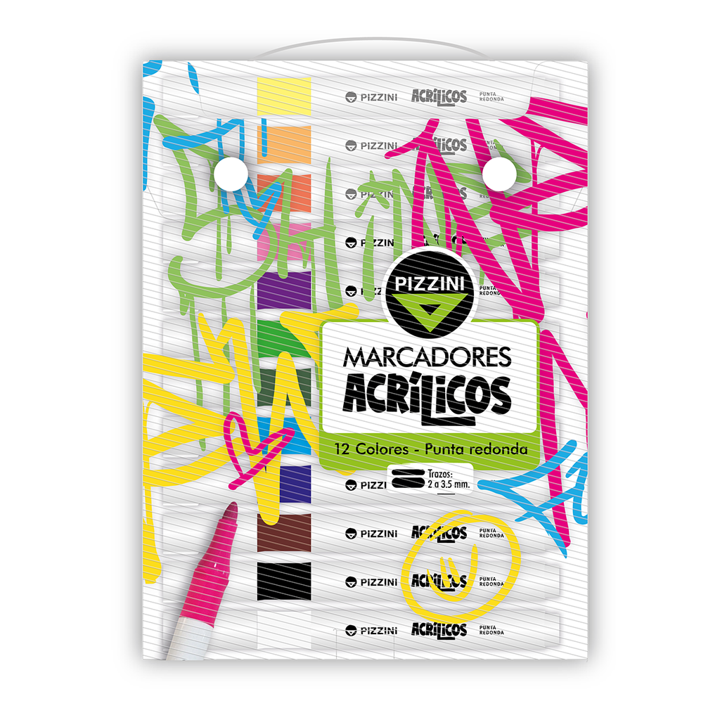 MARCADOR PIZZINI ACRILICO PUNTA REDONDA X12