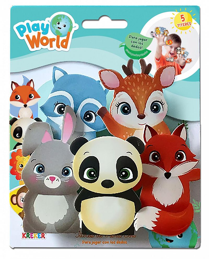 JUEGO KREKER PLAY WORLD TITERES DE DEDO ANIMALITOS