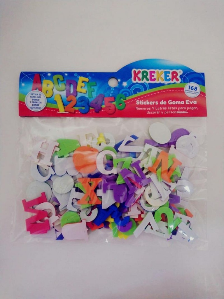 JUEGO KREKER STICKERS LETRAS Y NUEMOS X168 PIEZAS