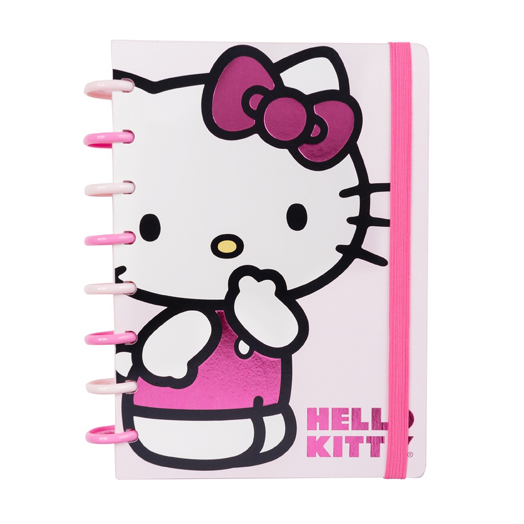 CUADERNO MOOVING LOOP A5 CON DISCOS Y ELASTICO X 80 HOJAS RAYADAS HELLO KITTY