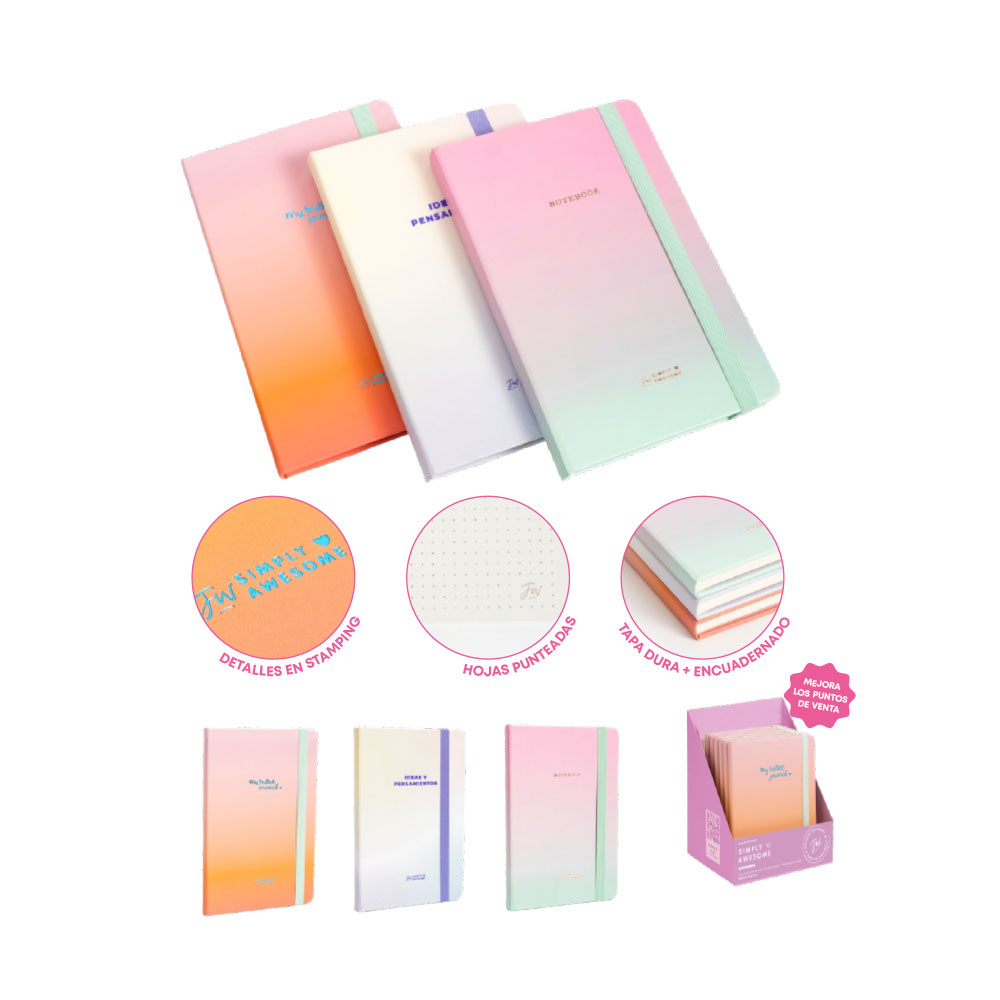 LIBRETA FW BULLET JOURNAL PASTEL 140X210 80 HOJAS CON PUNTOS