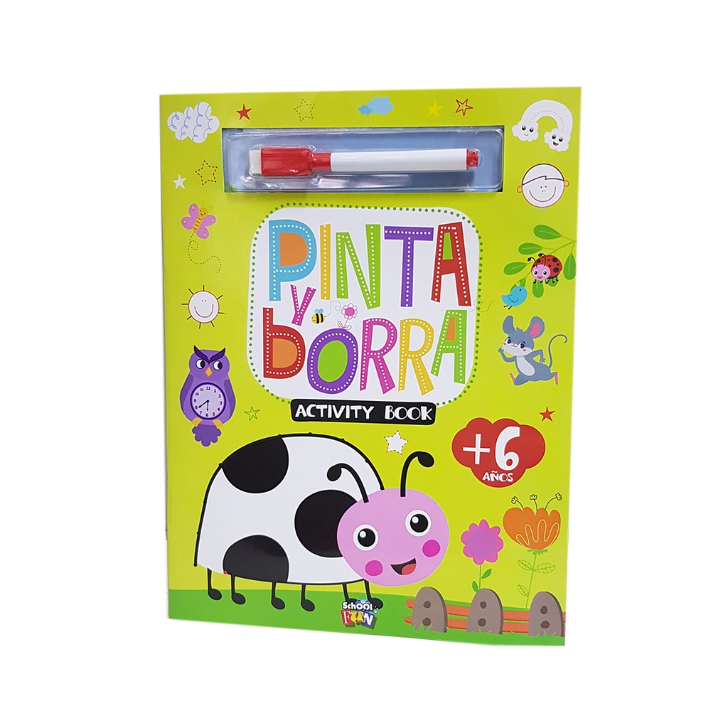 LIBRO DE ACTIVIDADES SCHOOL FUN PINTA Y BORRA VAQUITA DE SAN ANTONIO