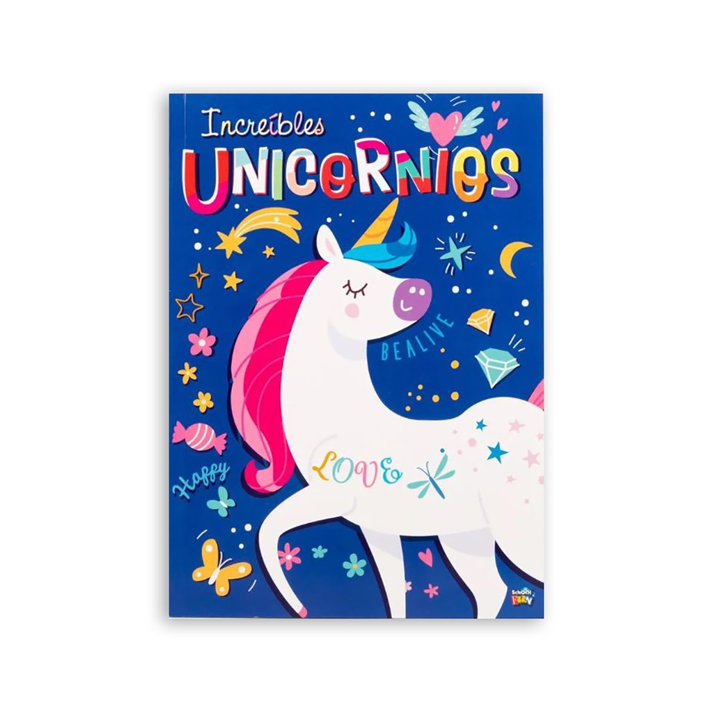 LIBRO PARA COLOREAR SCHOOL FUN INCREIBLES UNICORNIOS