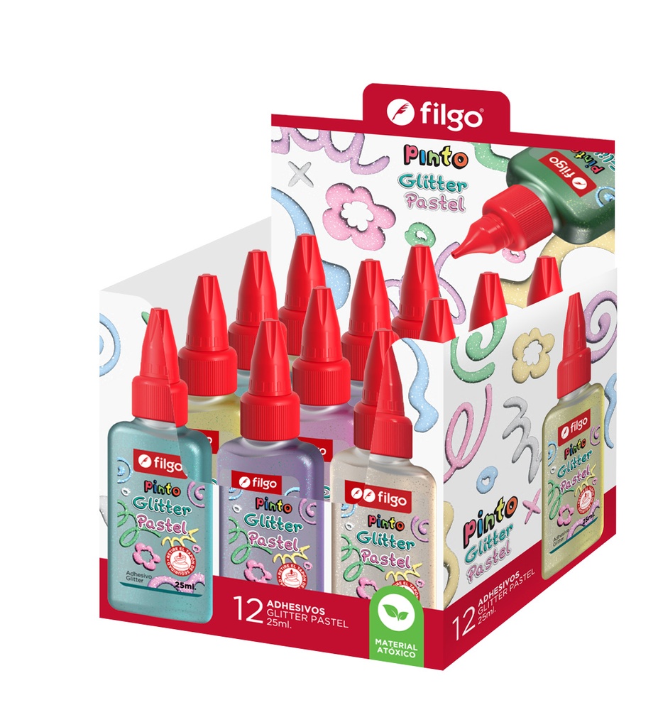 ADHESIVO FILGO PINTO GLITTER 25ML X12 PASTEL