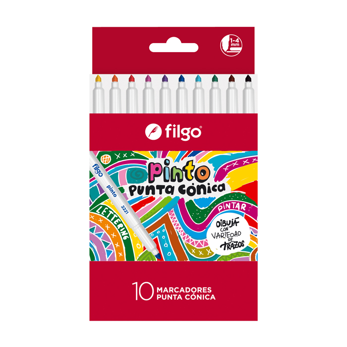 MARCADOR FILGO PINTO 2221 CONIC X10 SURTIDO