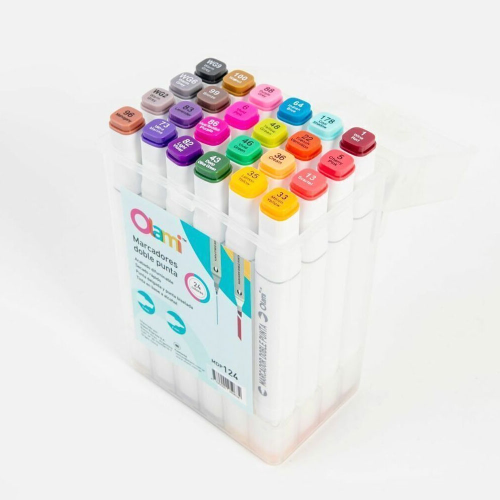 MARCADOR OLAMI DOBLE PUNTA X 24 UNIDADES
