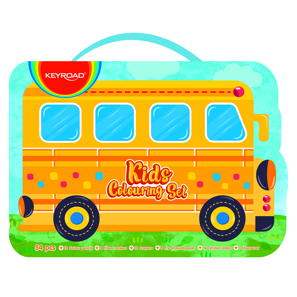 MALETIN KEYROAD PARA COLOREAR AUTOBUS X 54 PIEZAS