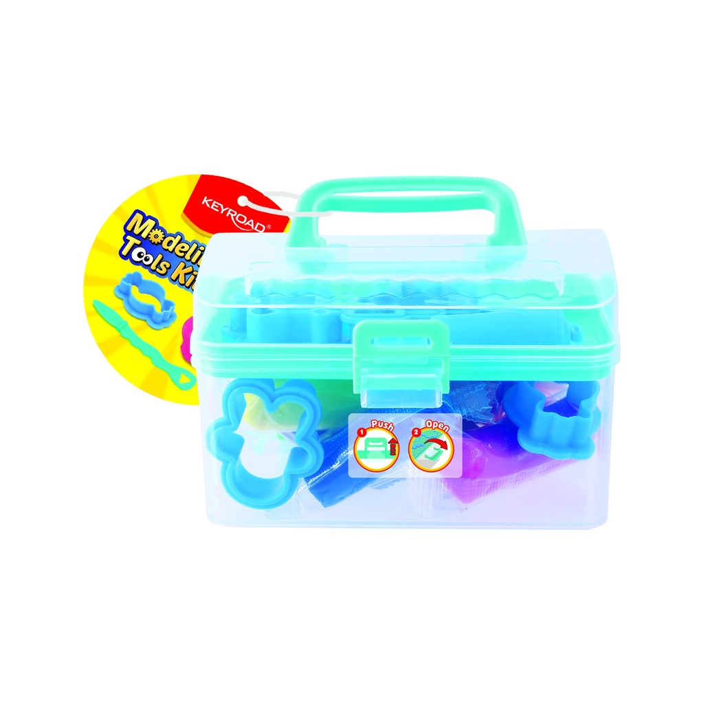 KIT KEYROAD DE MASA PARA MODELAR MINI VALIJA X 8 COLORES + 8 MOLDES Y HERRAMIENTAS