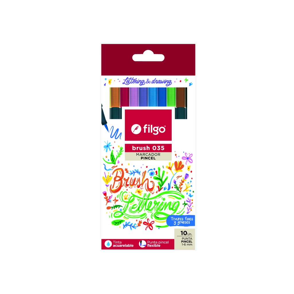 MARCADOR FILGO BRUSH 035 X10 SURTIDO