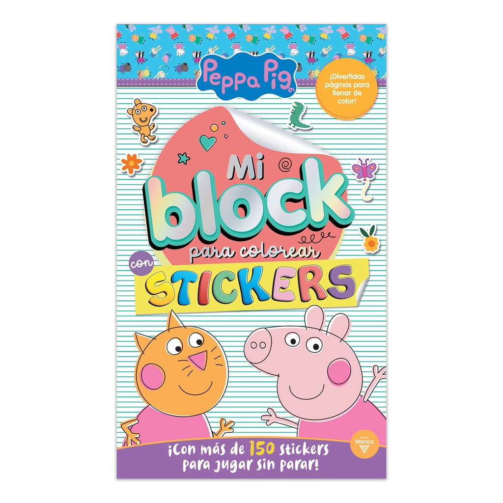 LIBRO VERTICE  MI BLOCK PARA COLOREAR CON STICKERS PEPPA PIG