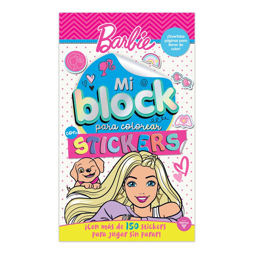 LIBRO VERTICE MI BLOCK PARA COLOREAR CON STICKERS BARBIE