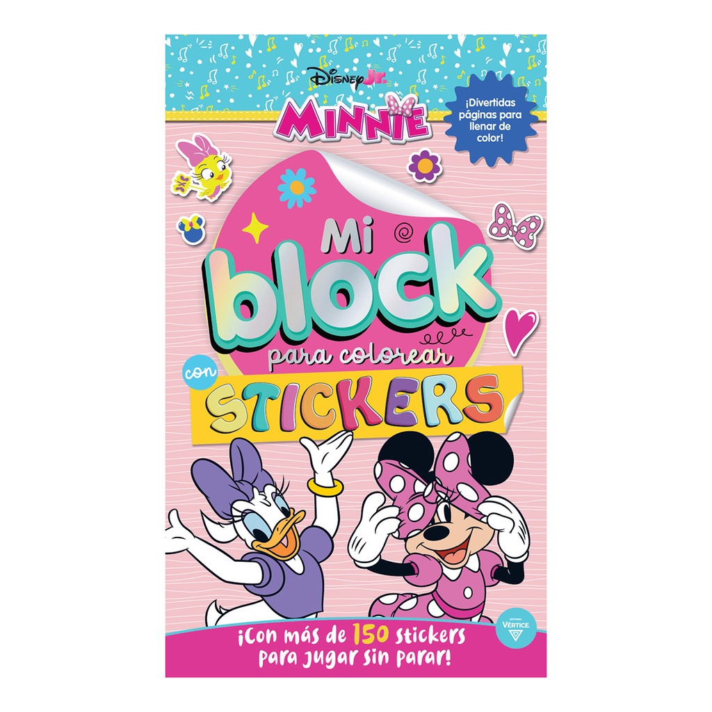 LIBRO VERTICE MI BLOCK PARA COLOREAR CON STICKERS MINNIE