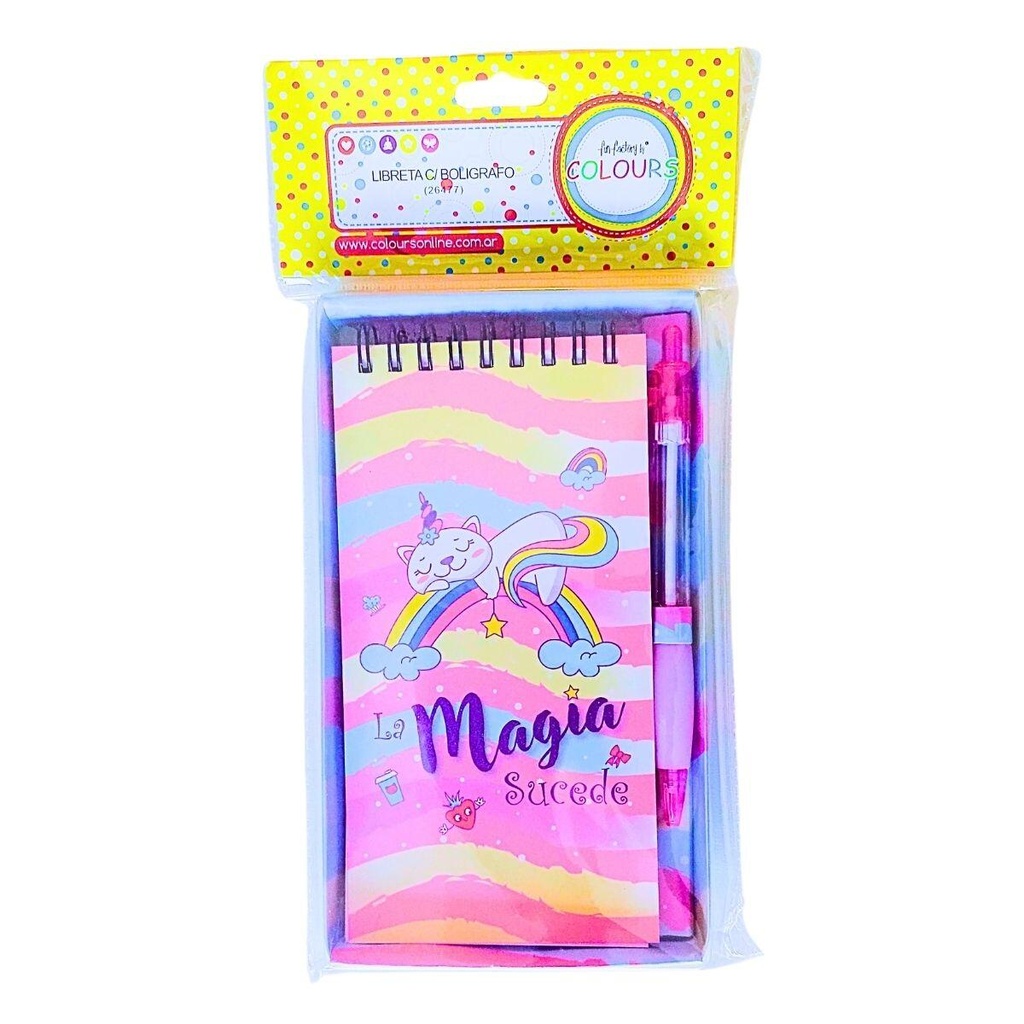 LIBRETA  CON ESPIRAL LA MAGIA SUCEDE + BOLIGRAFO 18x11cm