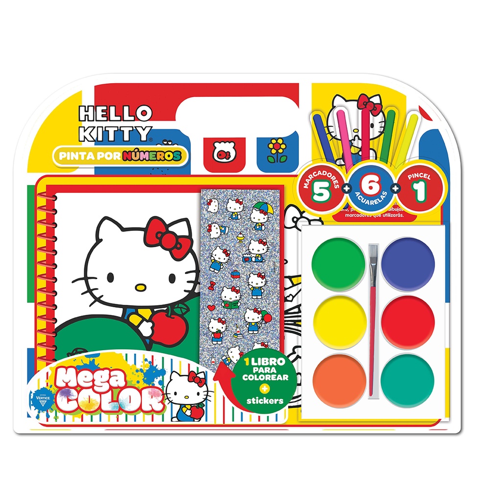BLISTER VERTICE MEGA COLOR PINTA POR NUMERO HELLO KITTY