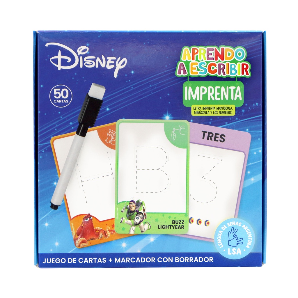JUEGO DE CARTAS BARCO DE PAPEL BOX DISNEY APRENDO A ESCRIBIR LETRAS IMPRENTA