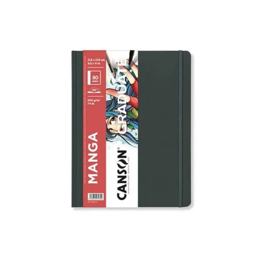 LIBRETA CANSON GRADUATE MANGA CON ELASTICO 21.6x27.9cm 80 HOJAS DE 200g
