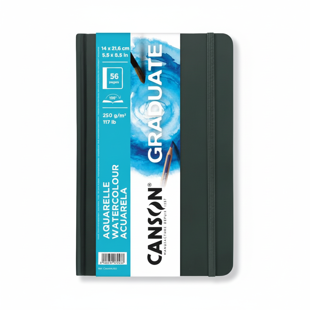 LIBRETA CANSON GRADUATE ACUARELA CON ELASTICO 14X21.6cm 56 HOJAS DE 250g