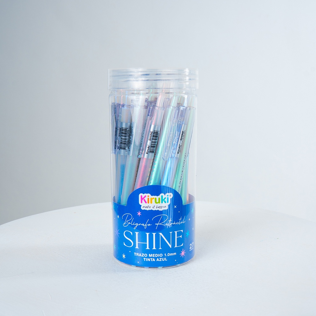 BOLIGRAFO KIRUKI RETRACTIL TRAZO MEDIO TINTA AZUL X 27 SHINE
