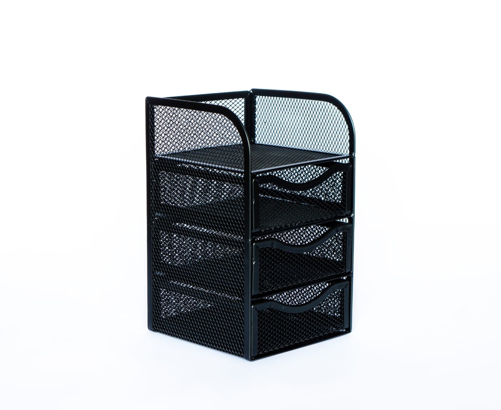 ORGANIZADOR DE ESCRITORIO VALUES X 3 CAJONES 13x12x12 NEGRO