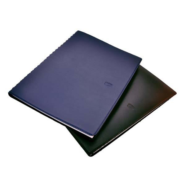 AGENDA NIVEL 10 16x22 SV CUERO PAPEL ESPIRALADA CON ELASTICO Y CINTA SEÑALADORA NEGRO Y AZUL