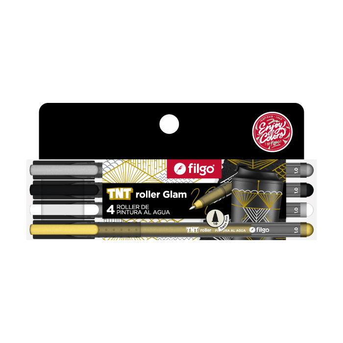 MARCADOR FILGO TNT ROLLER GLAM PINTURA AL AGUA X 4 COLORES SURTIDOS
