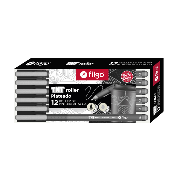 MARCADOR FILGO TNT ROLLER PINTURA AL AGUA X 12 PLATEADO