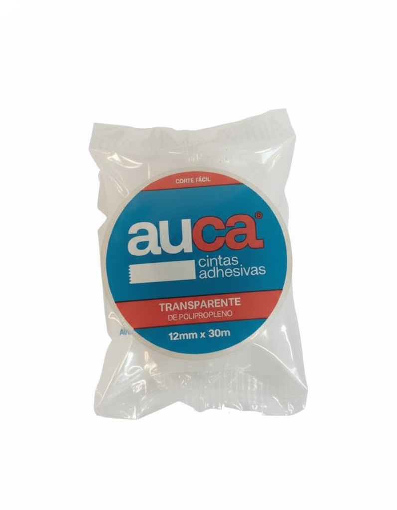 CINTA AUCA TRANSPARENTE DE POLIPROPILENO 12MMX30M X1